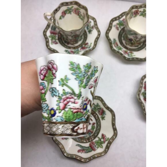 VINTAGE Coalport CHINA Indian Tree Pattern SET OF 6 Demitasse TEACUPS Saucers - Picture 12 of 12